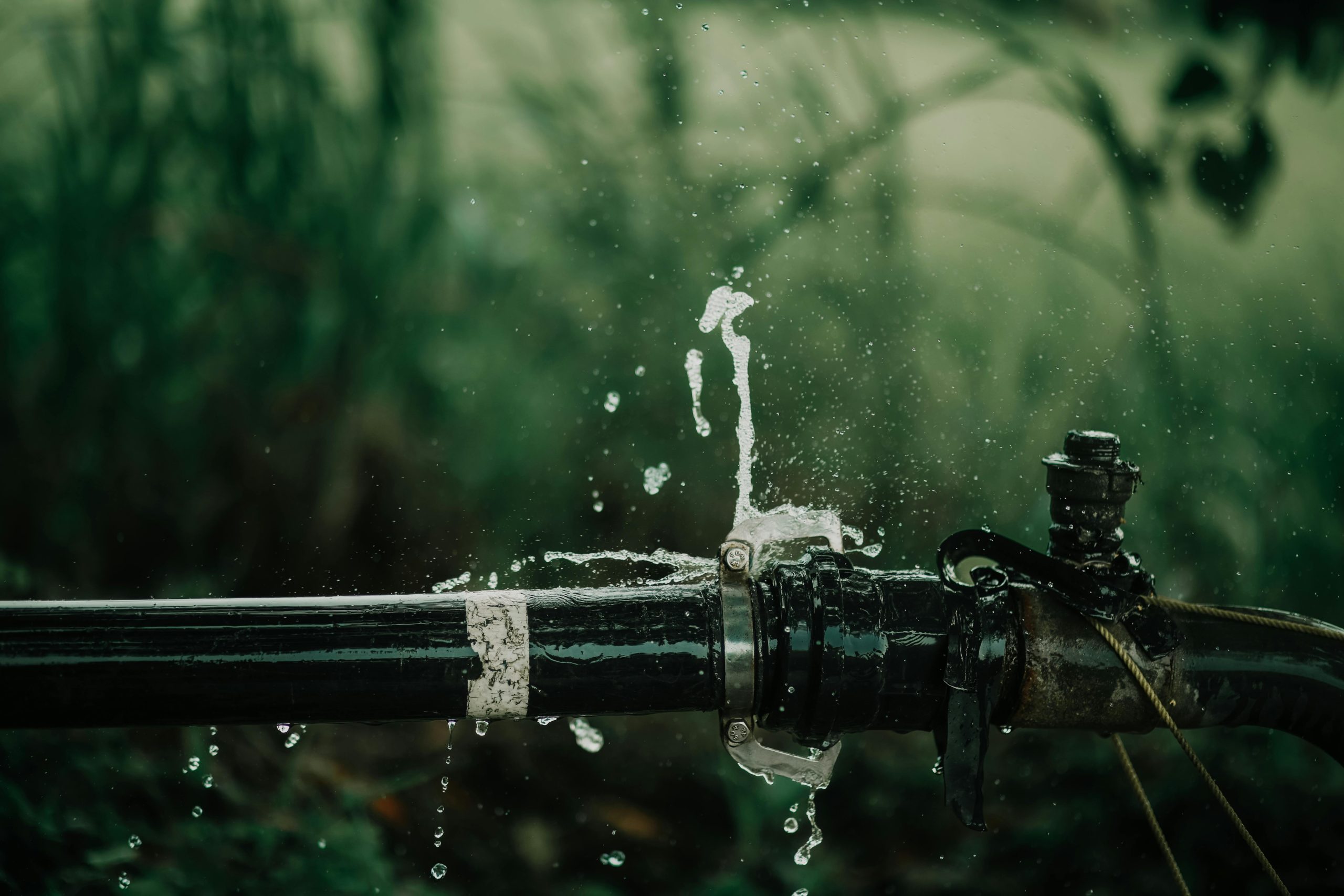A leaking pipe in the backyard of a Chicago home